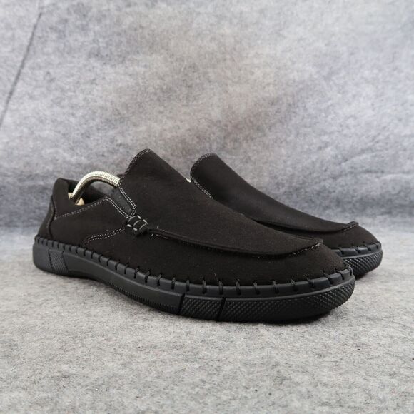 Robert Wayne Shoes Mens 9.5 Loafer Slip On Moc Comfort Casual Walking Work Black - Picture 1 of 14